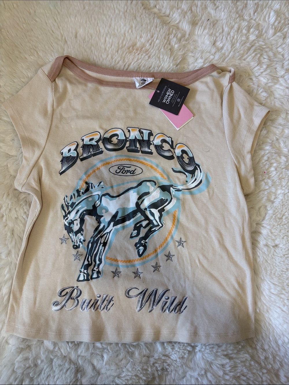 Grayson Threads Beige Short Sleeve 'Bronco' Graphic Tee